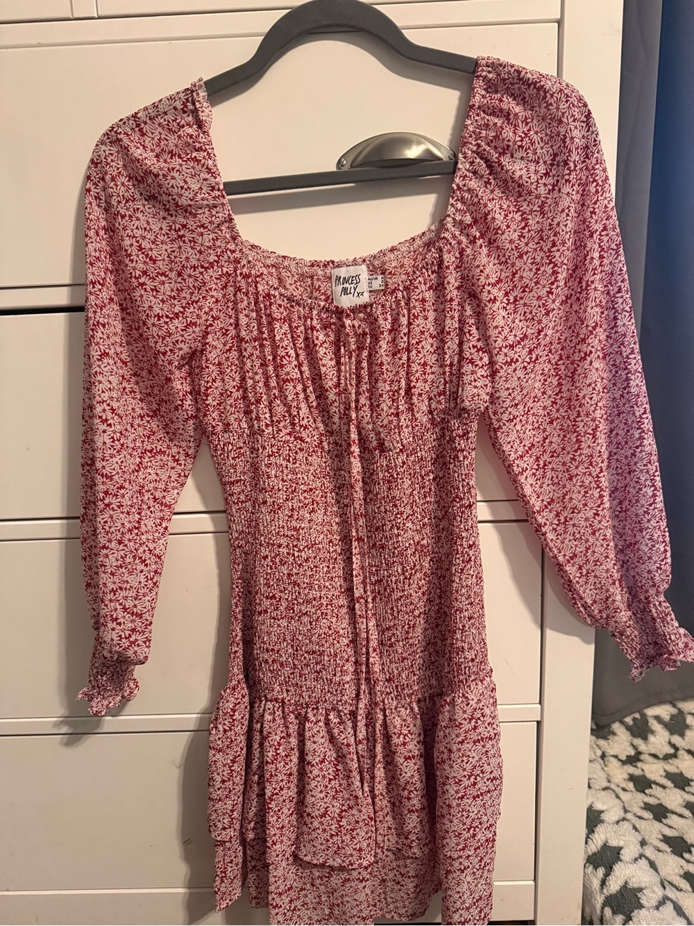 Princess Polly Red and White Floral Dress